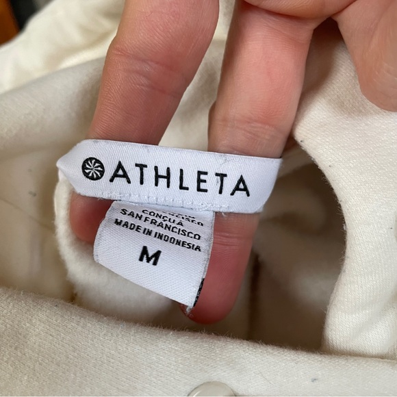 Athleta Retroplush II Hoodie Hooded Sweatshirt Creamy Ivory Medium - Picture 3 of 15